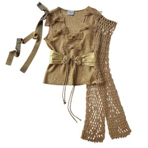 Top lurex gold et cuir