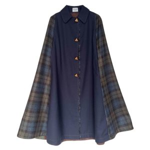 Cape quadricolore tartan laine kaki
