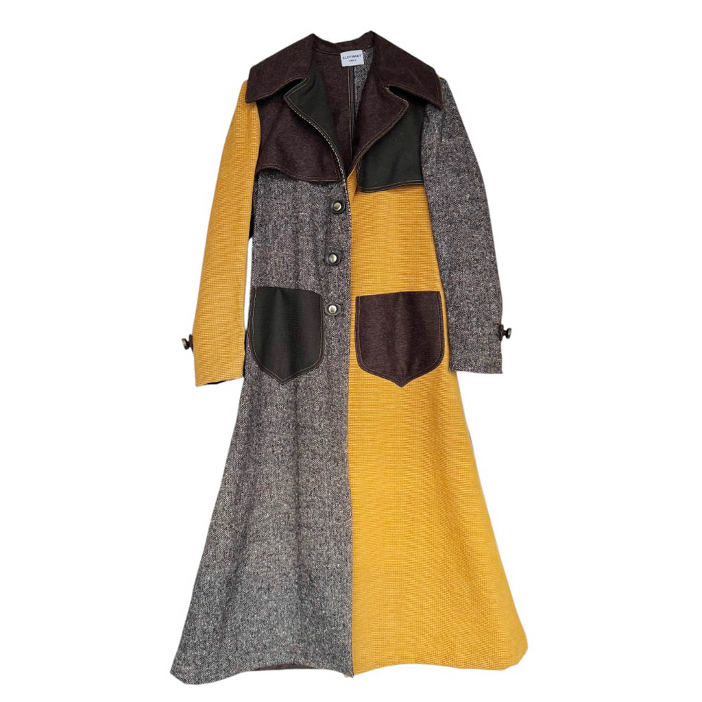 Manteau Western tricolore moutarde – Image 5