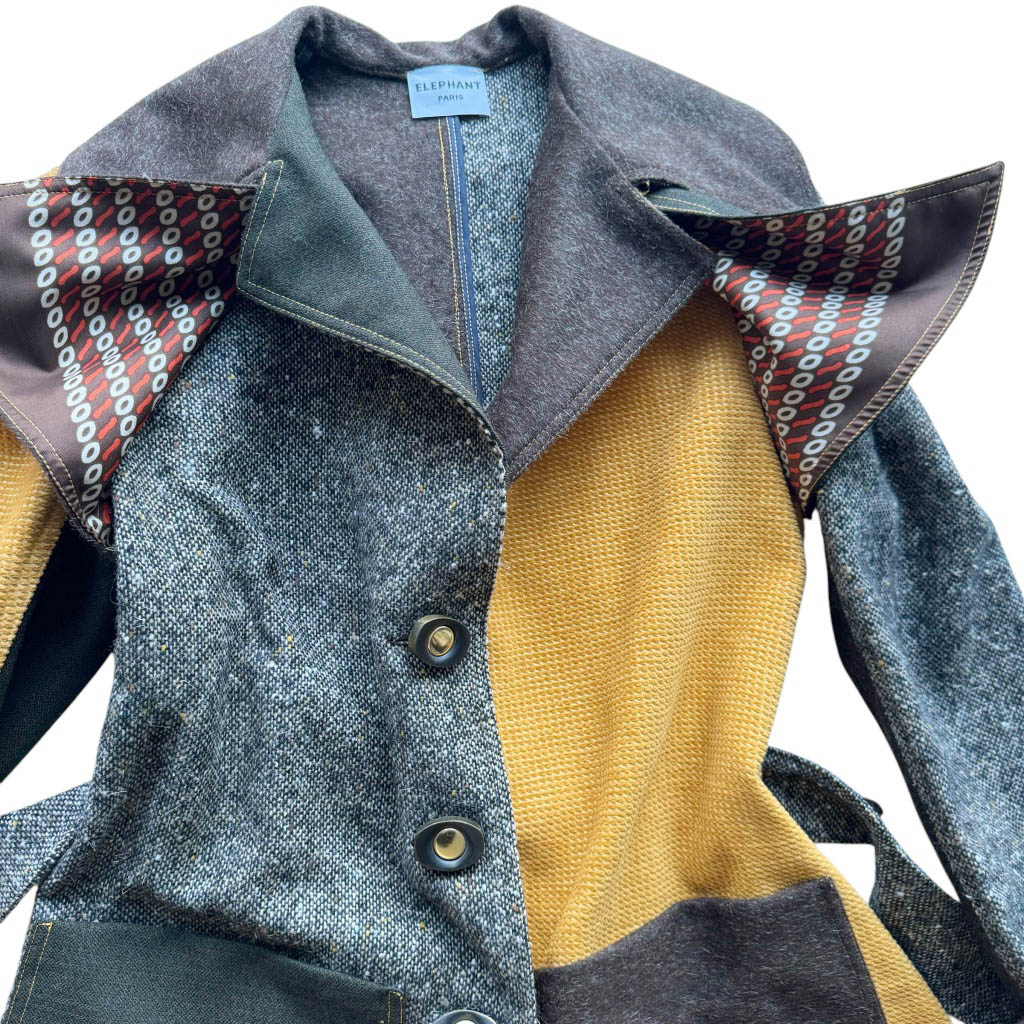 Manteau Western tricolore moutarde – Image 4