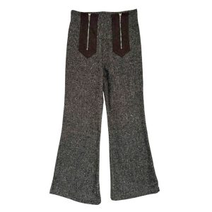 Bootcut lainage tweed gris noir