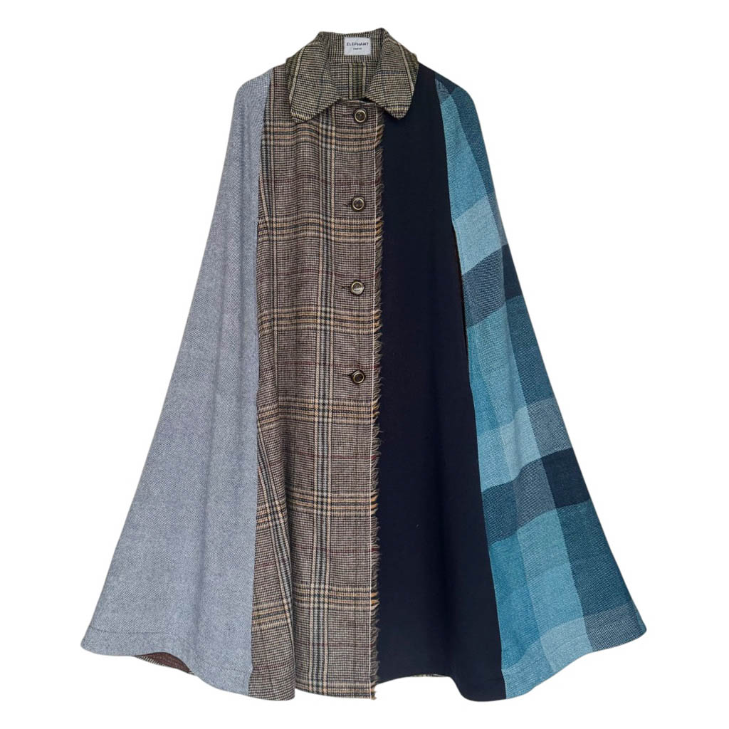 Cape quadricolore tartan laine marine – Image 2