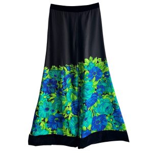 Flare velours lisse et lin fleuri