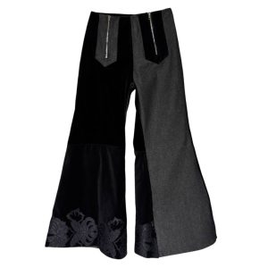 Bootcut velours brodé denim black