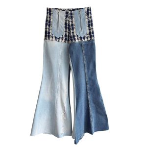 Bootcut tartan marine denim