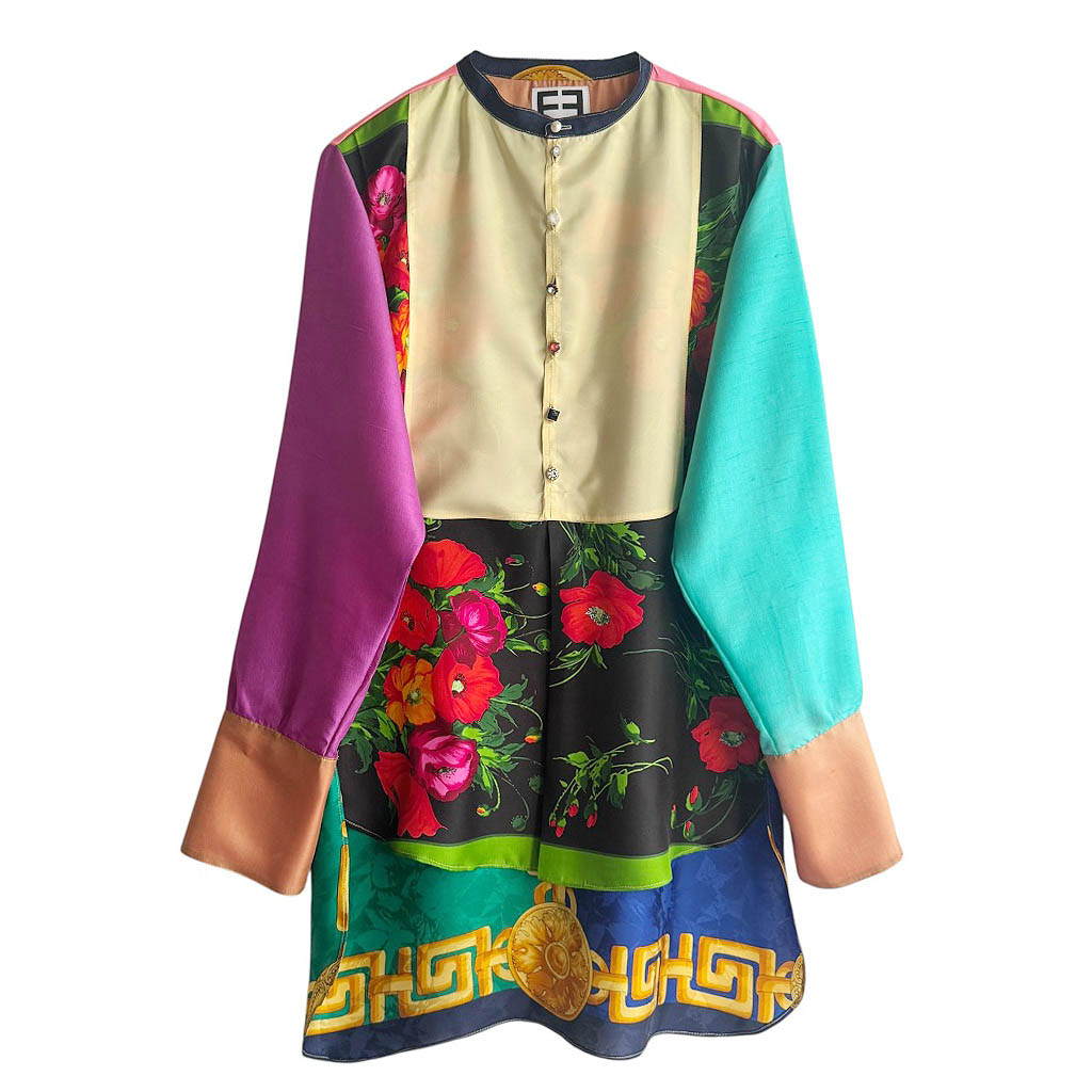 Chemise soie Plastron anémones – Image 4