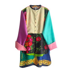 Chemise soie Plastron anémones