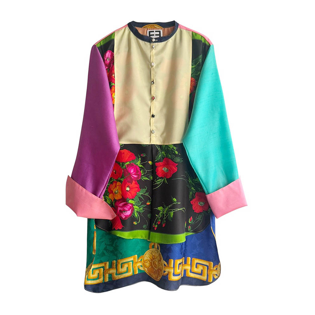 Chemise soie Plastron anémones