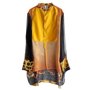 Chemise Plastron mousseline soie fauve