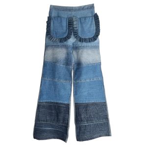 Flare Denim Patchwork Butterfly