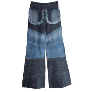 Flare Denim Patchwork Butterfly