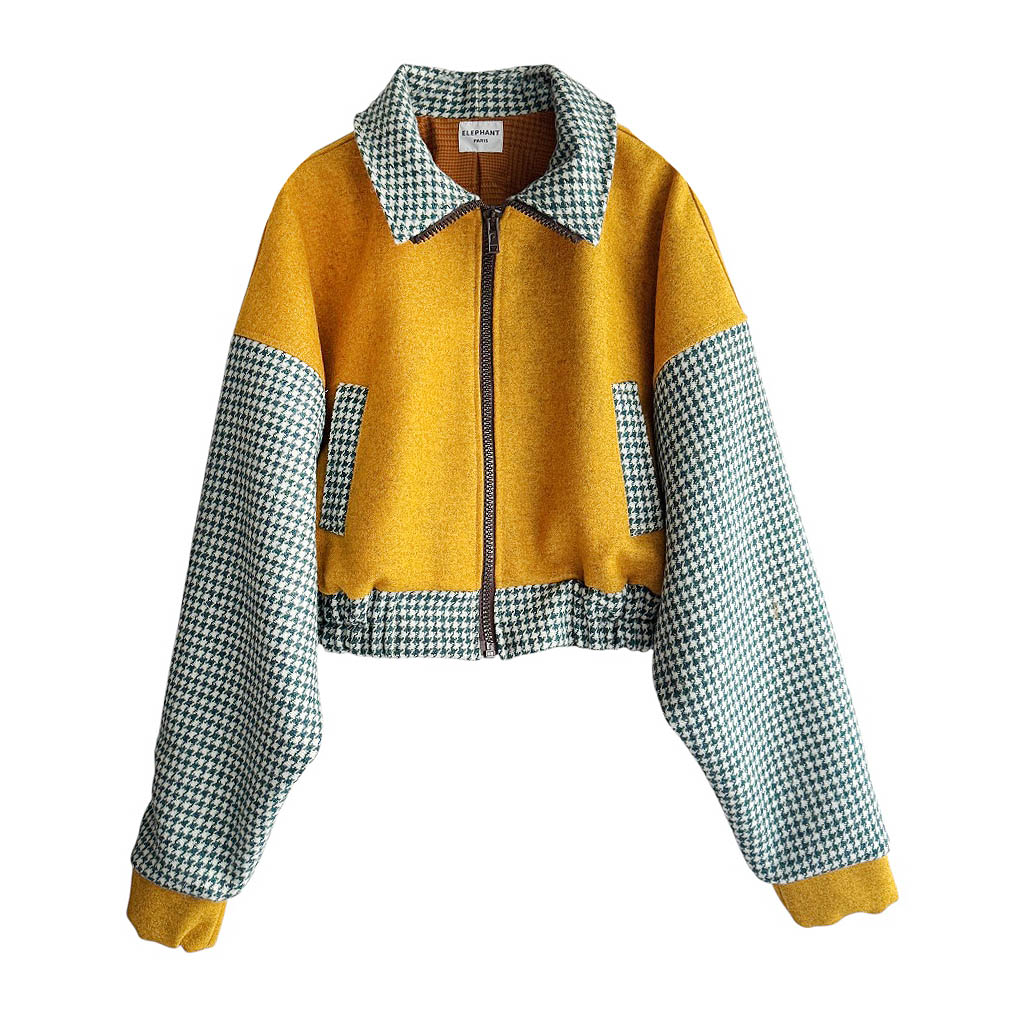 Bombers bicolore laine moutarde – Image 2