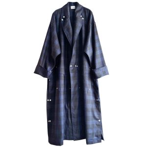 Manteau OV Owl laine tartan noir bleu