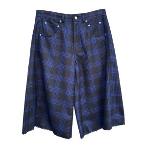 Baggy laine tartan noir bleu