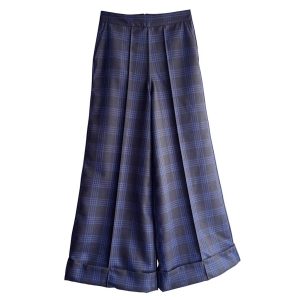 Flare Wild laine tartan noir bleu Elephant Paris Design