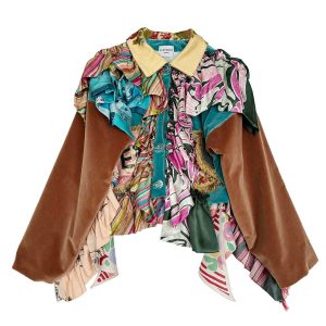 Veste velours turquoise soie