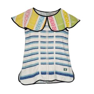 Mini robe trapèze éponge rayée bleue