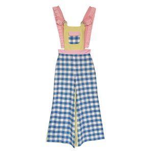 Salopette vichy bleue rose