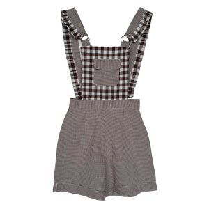 Salopette short vichy beige pastel