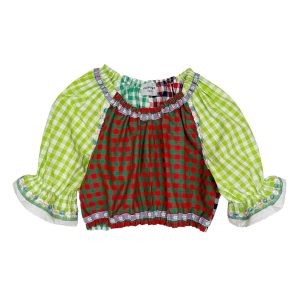 Blouse vichy vert marine rouge