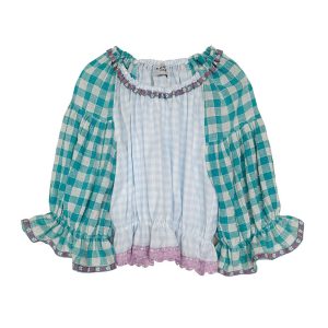 Blouse coton bleu pastel turquoise