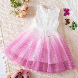 Robe De Cérémonie Fille Dentelle/Tulle Étoilé
